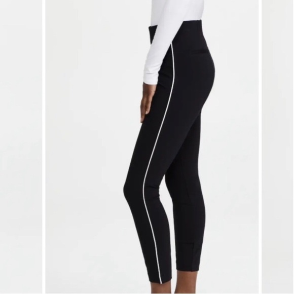 Spanx The Perfect Pant Ankle Skinny Black White Piped Pants Size Medium NEW - Picture 2 of 13